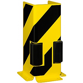 Black Bull Steel Pallet Racking Protectors With Guide Rollers - U Profile