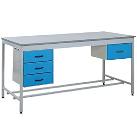 Taurus Utility Workbench With Single Drawer And Three Drawer Pedestals
