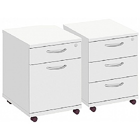 Commerce II White Low Mobile Pedestals