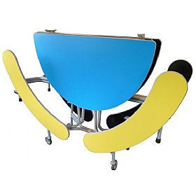 Oval Graduate 8 Seat Folding Dining Units With Benches
