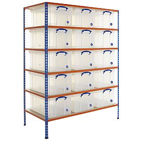 BiG340 Shelving Bay With 15 x 64 litre Really Useful Boxes