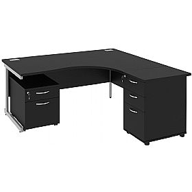 Next Day Eclipse Black Ergonomic Cantilever Desks With Desk High & Mobile Pedestal