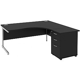 Next Day Eclipse Black Ergonomic Cantilever Desks With Desk High Pedestal