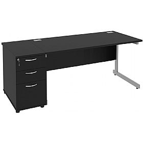 Next Day Eclipse Black Rectangular Cantilever Desks With Desk High Pedestal