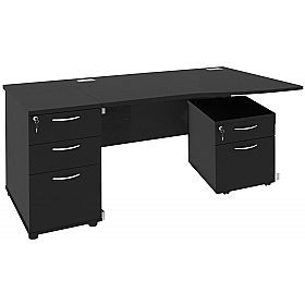 Next Day Eclipse Black Wave Cantilever Desks With Desk High & Mobile Pedestal