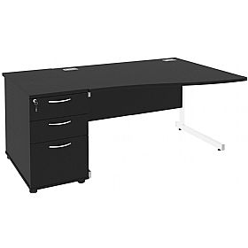 Next Day Eclipse Black Wave Cantilever Desks With Desk High Pedestal