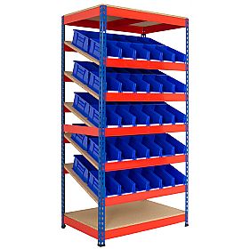 Kanban Inclined Rivet Shelving System and Bin Kits