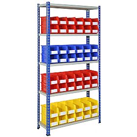 Rivet Shelving and Bin Kit with 48 Bins