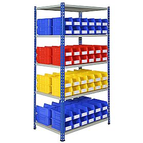 Rivet Shelving and Bin Kit with 96 Bins