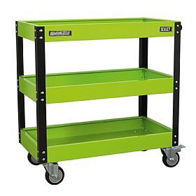Sealey Heavy Duty Workshop Trolley - 3 Levels - Hi-Vis Green