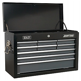 Sealey American Pro 9 Drawer Topchest with Ball Bearing Slides - Black/Grey