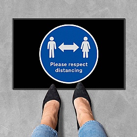 Coba Please Respect Distancing Landscape Floor Mat - Pack of 2