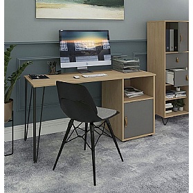 Flores Home Office Desk with Fixed Cupboard Pedestal