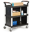 Proplaz Black 3 Shelf Enclosed Trolley