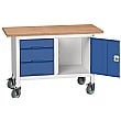 Bott Verso Mobile Storage Benches - 1250mm With Cupboard & 3 Drawers