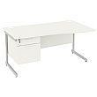 Next Day Vogue White Wave Cantilever Desks With Single Fixed Pedestal