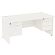 Next Day Vogue White Rectangular Panel End Desks With Double Fixed Pedestals