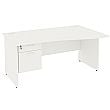 Next Day Vogue White Wave Panel End Desks With Single Fixed Pedestal