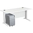 Next Day Karbon K5 IT Desks With 3 Drawer Slimline Mobile Metal Pedestal