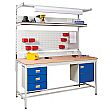 Express Square Tube Workbench Bundle 2 - Beech Worktop