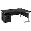 Next Day Eclipse Black Ergonomic Cantilever Desks With Mobile Pedestal