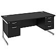 Next Day Eclipse Black Rectangular Cantilever Desks With Double Fixed Pedestals
