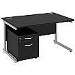 Next Day Eclipse Black Rectangular Cantilever Desks With Mobile Pedestal