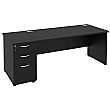 Next Day Eclipse Black Rectangular Panel End Desks With Desk High Pedestal