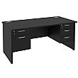 Next Day Eclipse Black Rectangular Panel End Desks With Double Fixed Pedestals