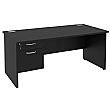 Next Day Eclipse Black Rectangular Panel End Desks With Single Fixed Pedestal