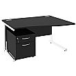 Next Day Eclipse Black Wave Cantilever Desks With Mobile Pedestal