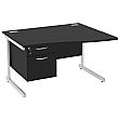 Next Day Eclipse Black Wave Cantilever Desks With Single Fixed Pedestal