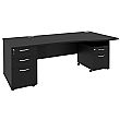 Next Day Eclipse Black Wave Panel End Desks With Desk High & Mobile Pedestal