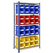 Rivet Shelving and Bin Kit with 32 Bins