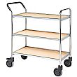 Konga 3 Tier Chrome Service Trolley with Beech Shelves