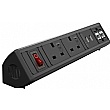 Desktop Power Module with 2 Power Sockets 2 USB A Fast Charge Sockets and 2 CAT6 Data Sockets