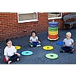 32 Rainbow Circular Cushions with Donut Trolley