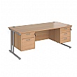 Stellar Rectangular Desks With Double Fixed Pedestal