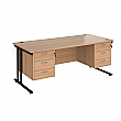 Stellar Rectangular Desks With Double Fixed Pedestal