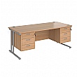 Stellar Rectangular Desks With Double Fixed Pedestal