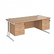 Stellar Rectangular Desks With Double Fixed Pedestal