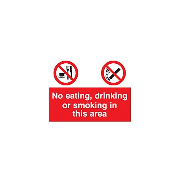 No Eating, Drinking Or Smoking In This Area Sign
