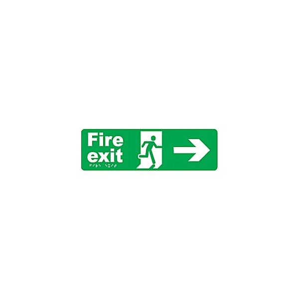 Braille Fire Exit Right Arrow Sign