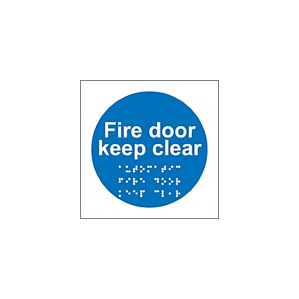Braille Fire Exit Keep Clear Sign