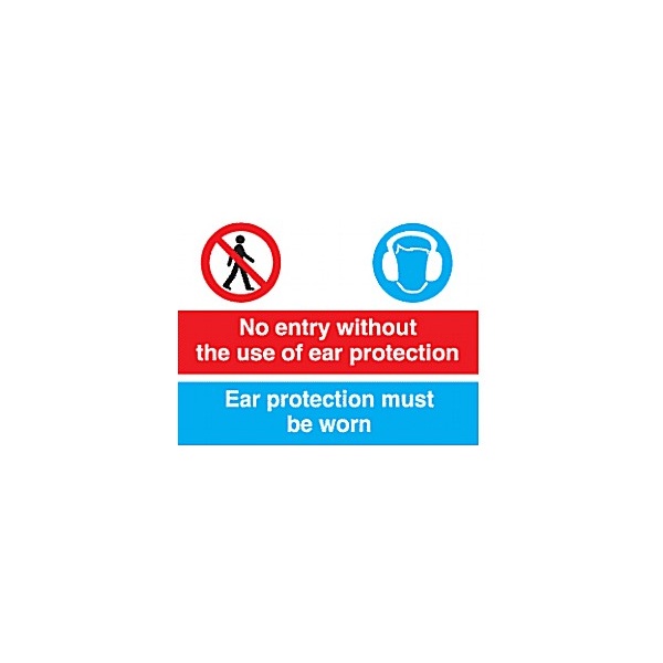 No Entry Without The Use Of Ear Protection Sign