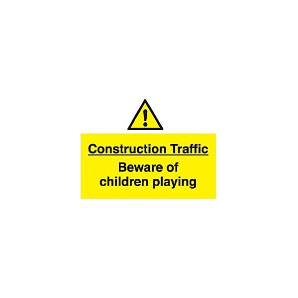Construction Traffic Beware Of Children Playing Sign