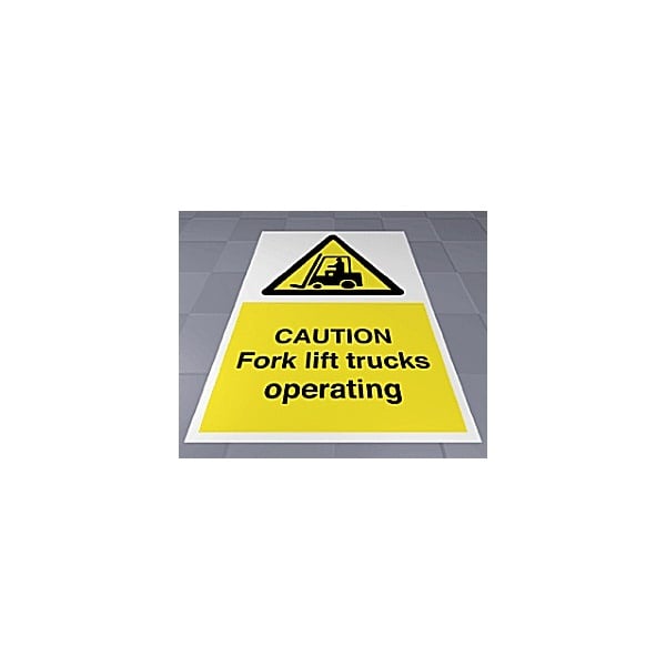 Caution Fork Lift Trucks Operating Floor Sign