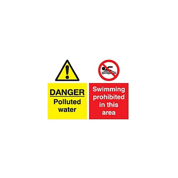 Danger Polluted Water, Swimming Prohibited In This Area Sign