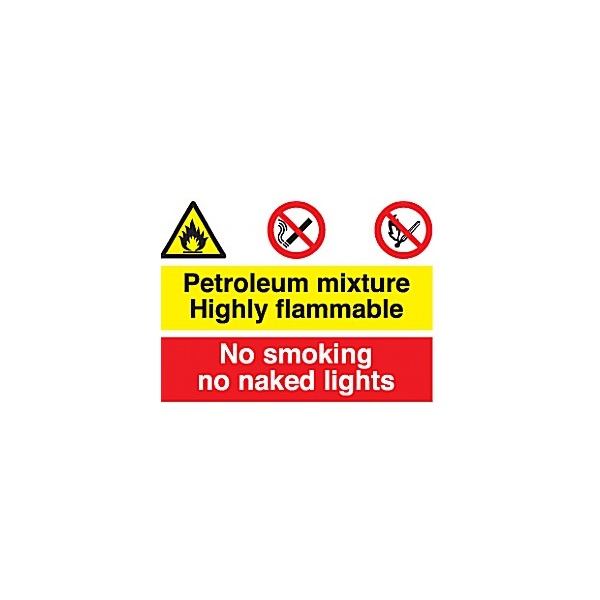 Petroleum Mixture Highly Flammable, No Smoking, No Naked Lights
