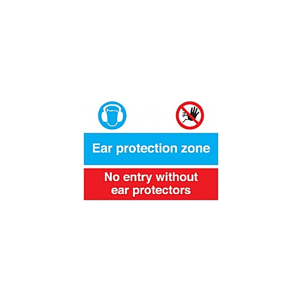 Ear Protection Zone No Entry Without Ear Protectors Sign